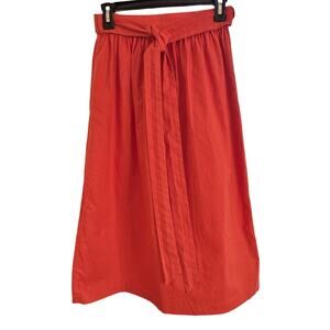 ASOS Women’s Linen/Cotton Midi Skirt, Waist Tie, Side Zip, Orange, Sz 4,